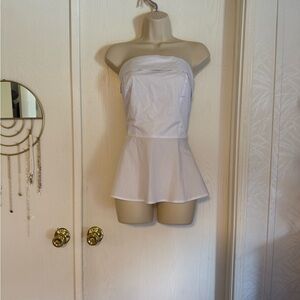 White Strapless Peplum Top